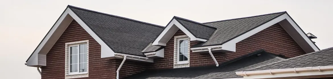 Top of a house showing roofing shingles